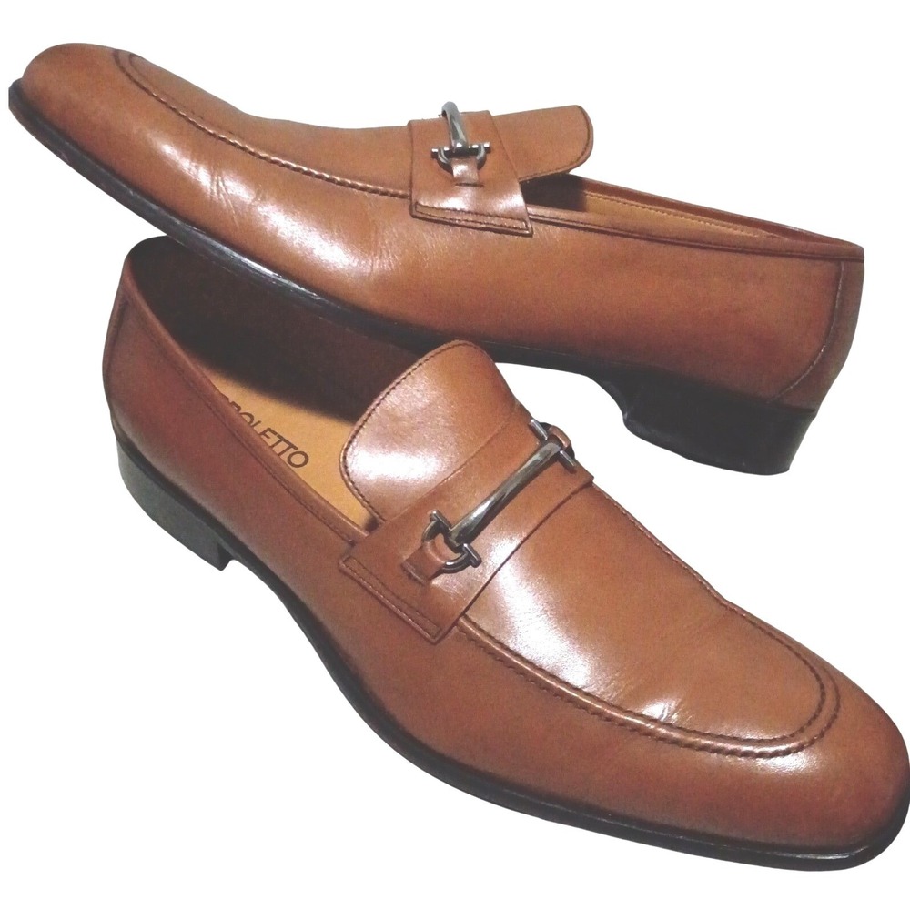 Broletto Bit Loafer Mens 13 Tan Leather Made in Italy Handcrafted Dress Shoe